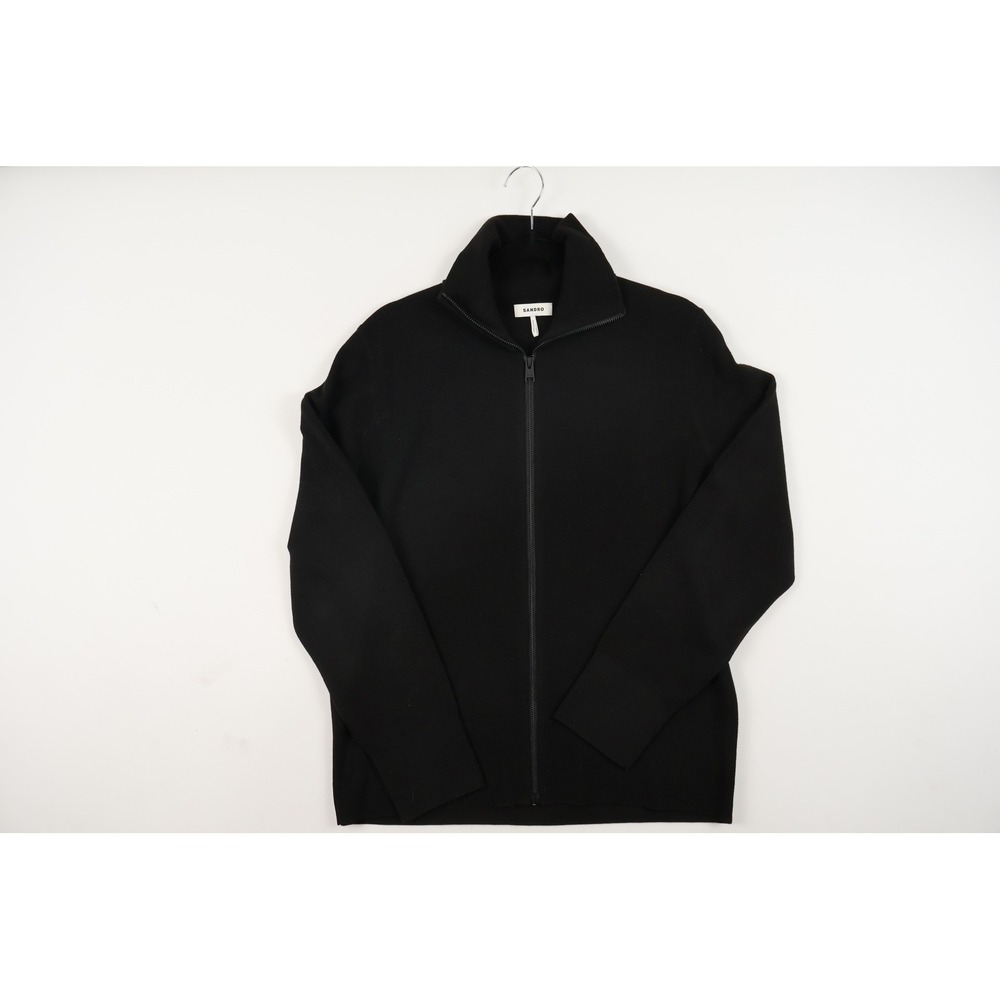 Sandro Trucker Cardigan Sweater Black Solid Medium NWT Retails $470